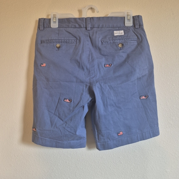 Vineyard Vines Blue Shorts with Pink Whale Pattern - Picture 2 of 4